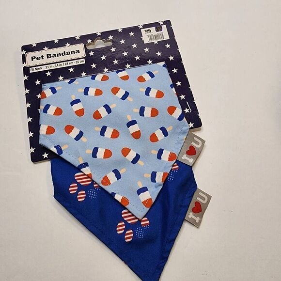 NWT Patriotic 4th of July Pet Bandanas Set of 2 - Picture 1 of 5
